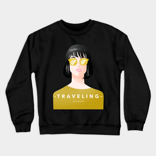 Traveling Woman Crewneck Sweatshirt by RoadTripWin